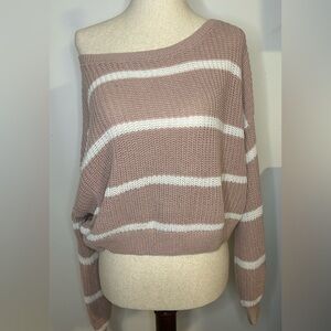 Hollister Kids Pink and White Striped Sweater